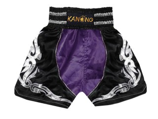 Boxing Shorts , Boxing Trunks : KNBSH-202-Purple-Black